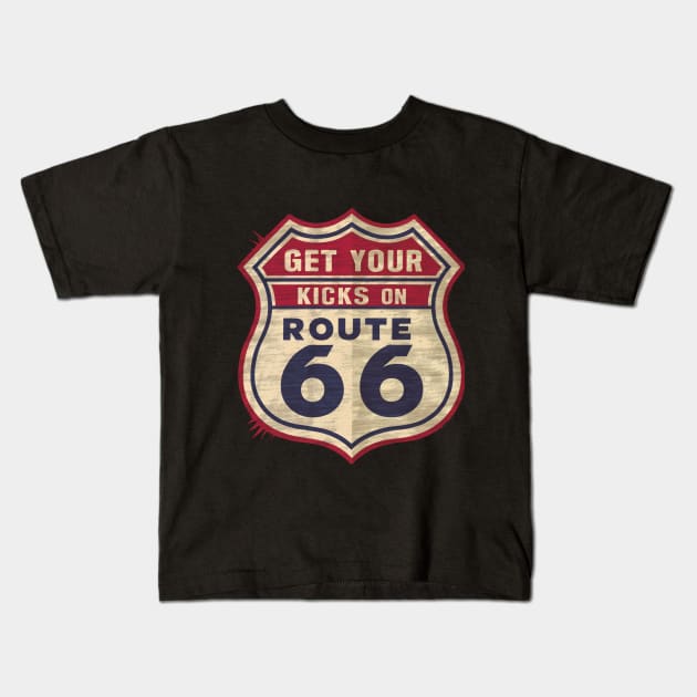 Get your Kicks on Route 66 Kids T-Shirt by woormle